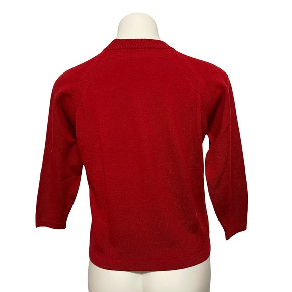 Pendleton Red Virgin Wool Mock Crew Neck Sweater - Picture 3 of 4
